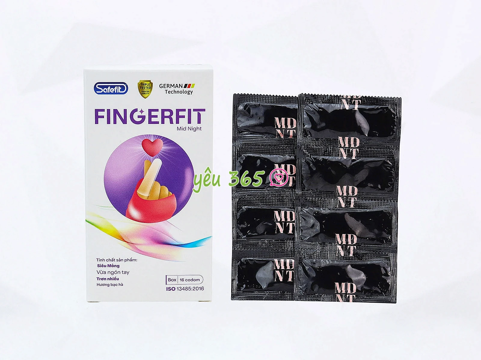 Bao cao su ngón tay Safefit Fingerfit Mid Night siêu mỏng, nhiều gel bôi trơn và hương bạc hà