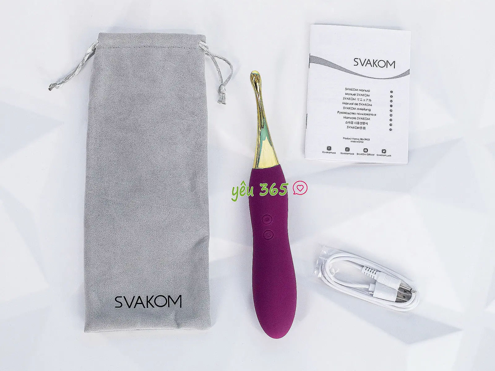Máy massage điểm G cao cấp Svakom Beatrice kèm 2 đầu rung phụ