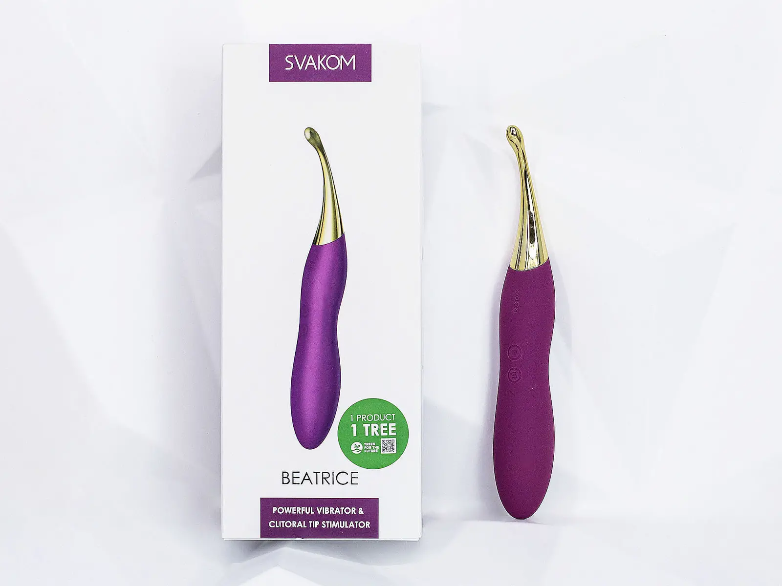 Máy massage đi&ecirc;̉m G cao c&acirc;́p Svakom Beatrice k&egrave;m 2 đầu rung phụ