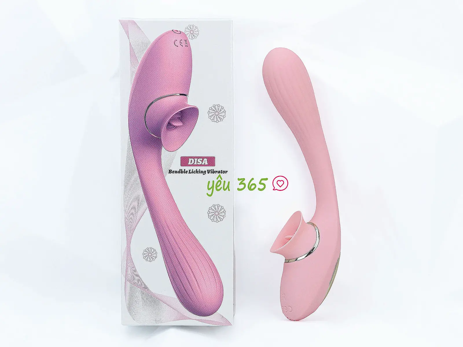 Máy mát xa DISA kết hợp lưỡi liếm rung 2 đầu pin sạc nhỏ gọn