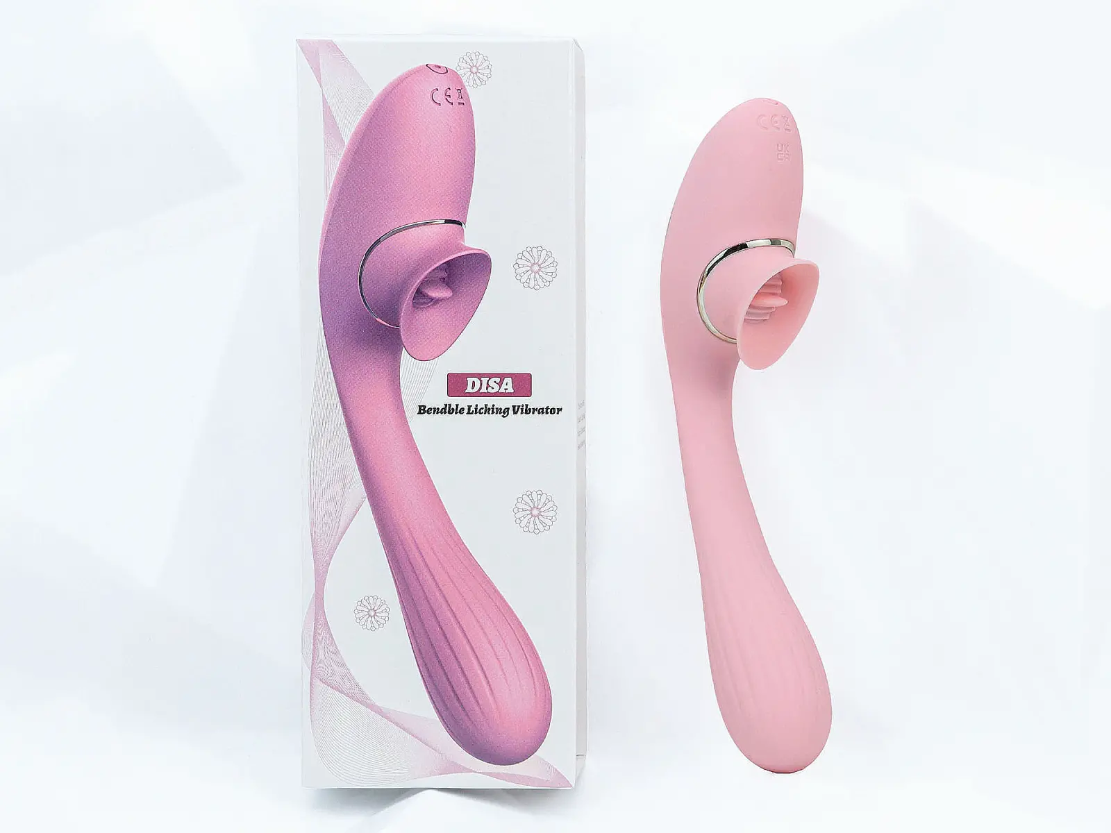 Máy mát xa DISA kết hợp lưỡi liếm rung 2 đầu pin sạc nhỏ gọn