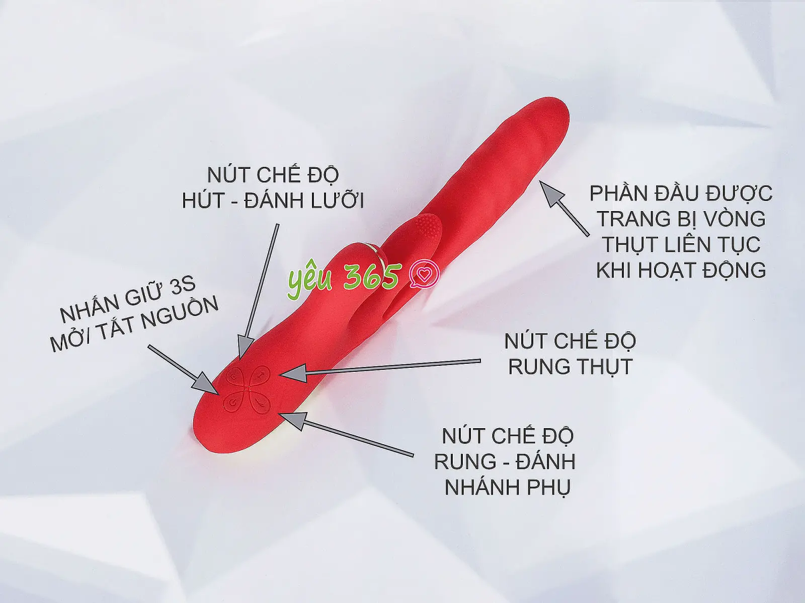 Dương vật giả đa năng có 2 nhánh phụ rung - liếm - thụt siêu kích thích