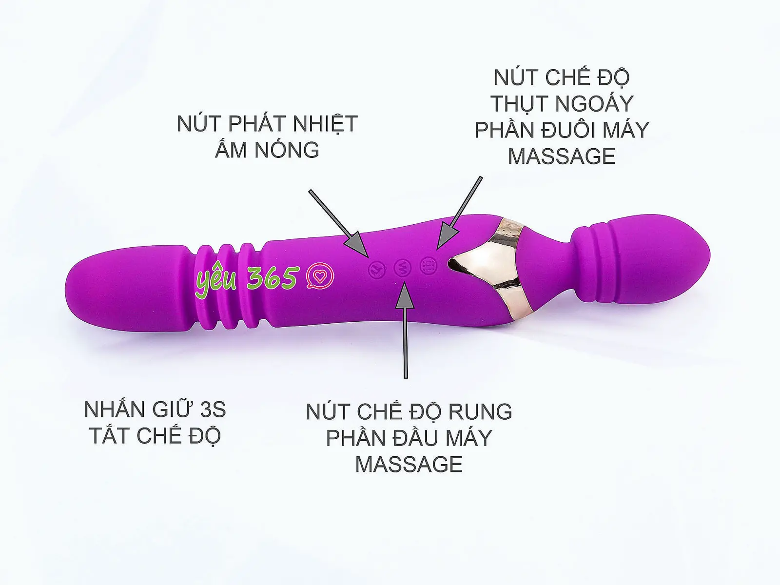 Máy massage điểm G Man Nuo phát nhiệt 2 đầu rung thụt, ngoáy pin sạc
