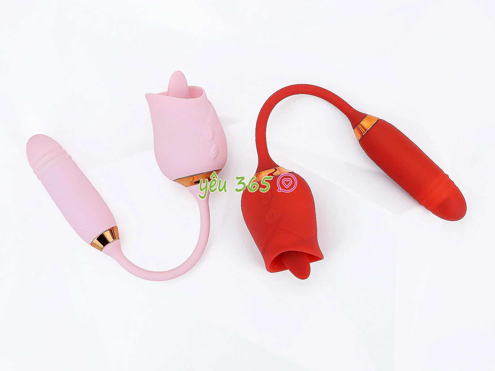 Trứng rung tình yêu hoa hồng hai đầu lưỡi liếm và trứng rung thụt
