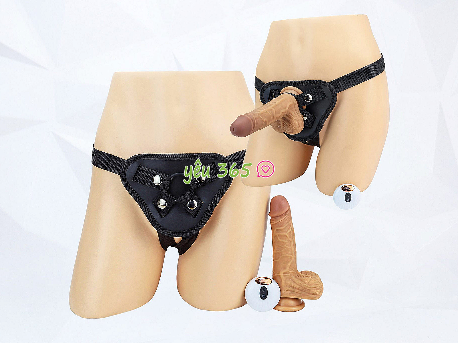 Dương vật giả có đế YEAIN Devil kèm dây đeo pin sạc điều khiển từ xa