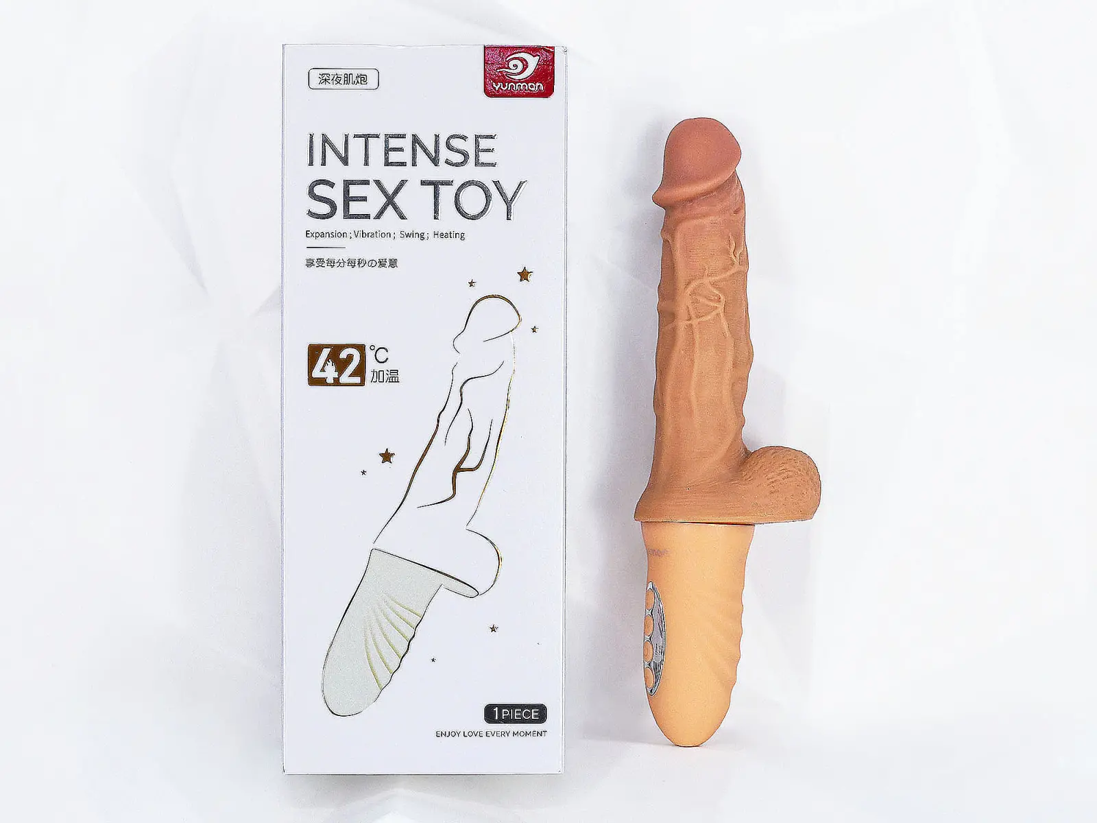 Dương vật giả Intense rung thụt, phát nhiệt 42 độ