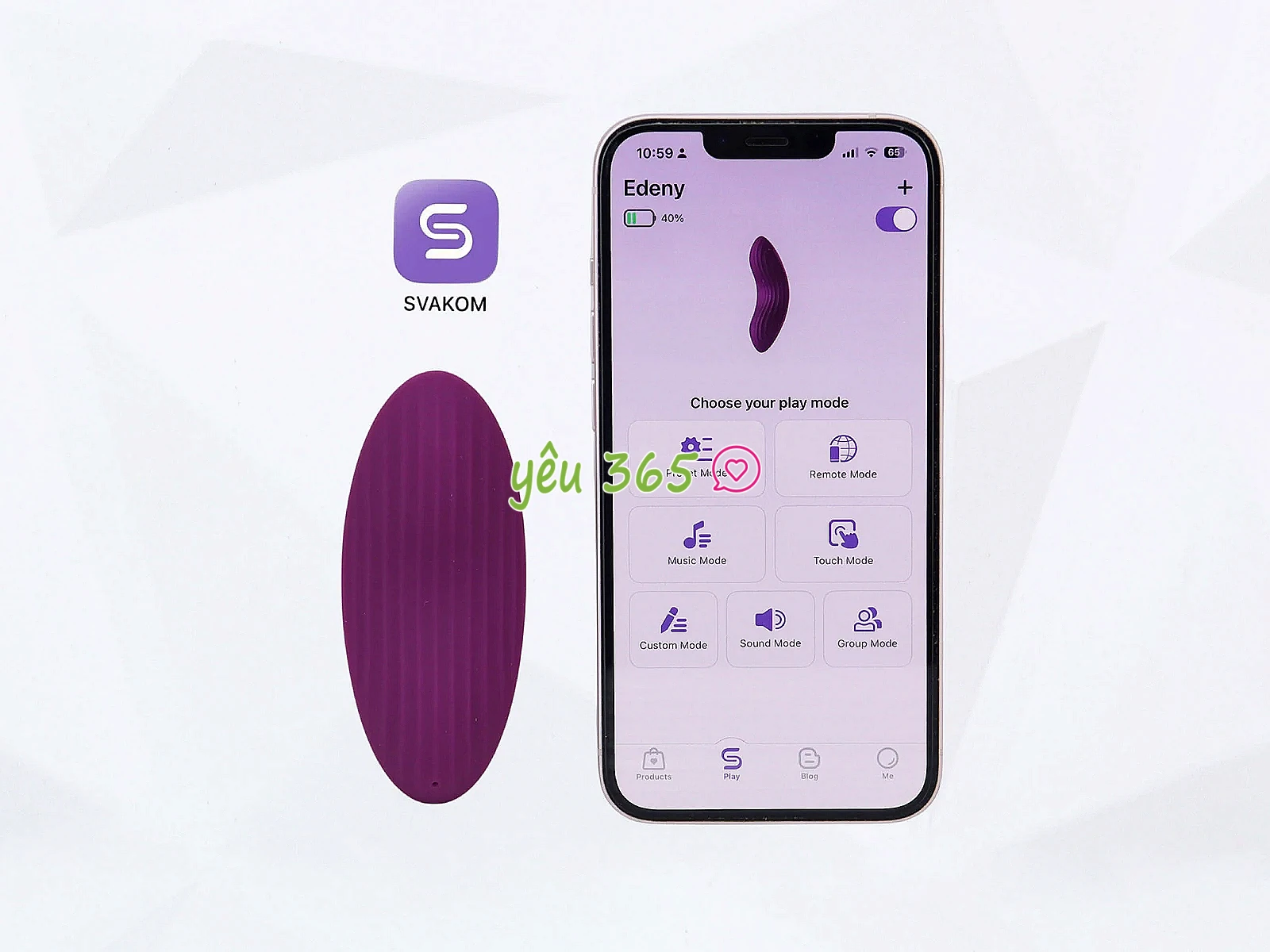 Máy mát xa Lưỡi rung Svakom Edeny siêu mềm điều khiển qua app, có quần lót