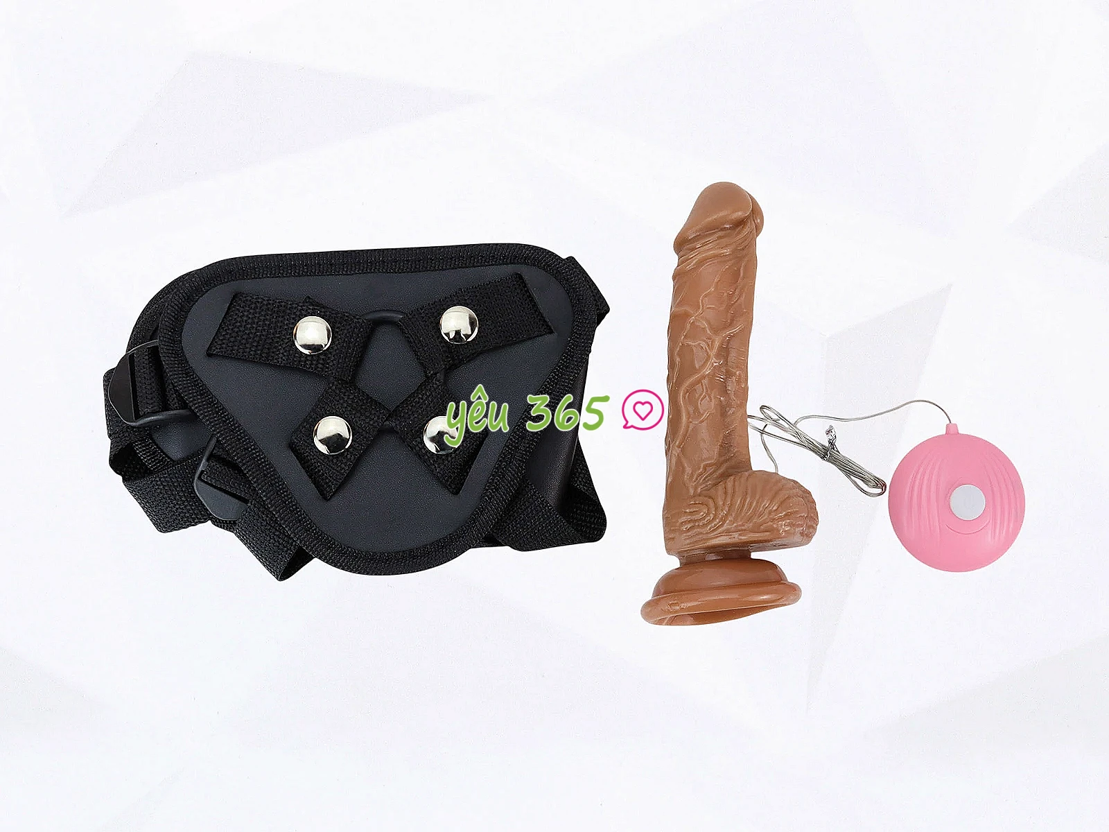 Dương vật giả dây đeo có bìu kèm điều khiển rung nhiều chế độ