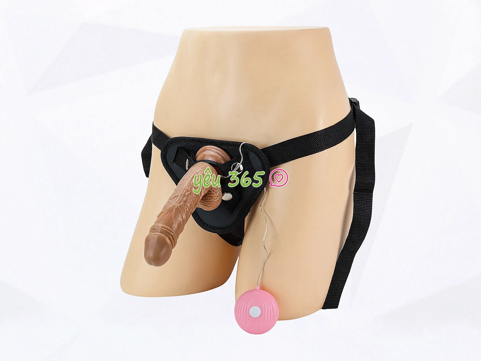 Dương vật giả dây đeo có bìu kèm điều khiển rung nhiều chế độ