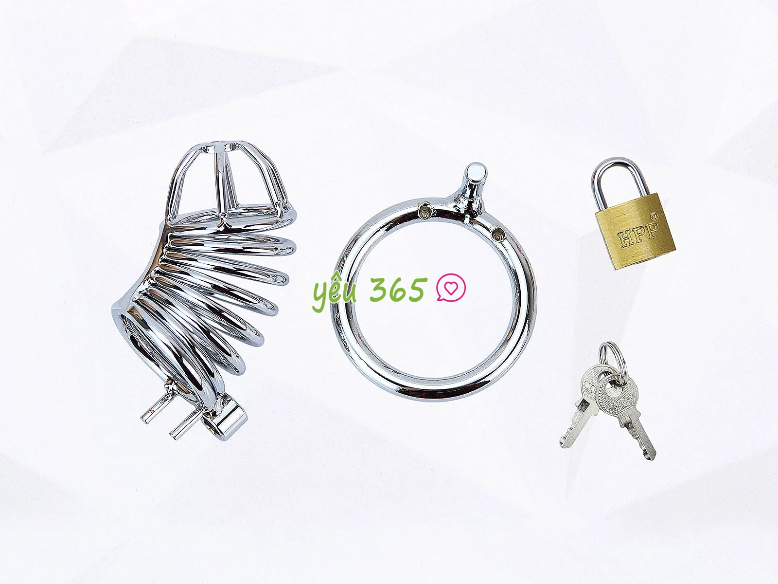 Dụng cụ bạo dâm khóa dương vật inox thiết kế lồng kim loại kèm ổ khoá