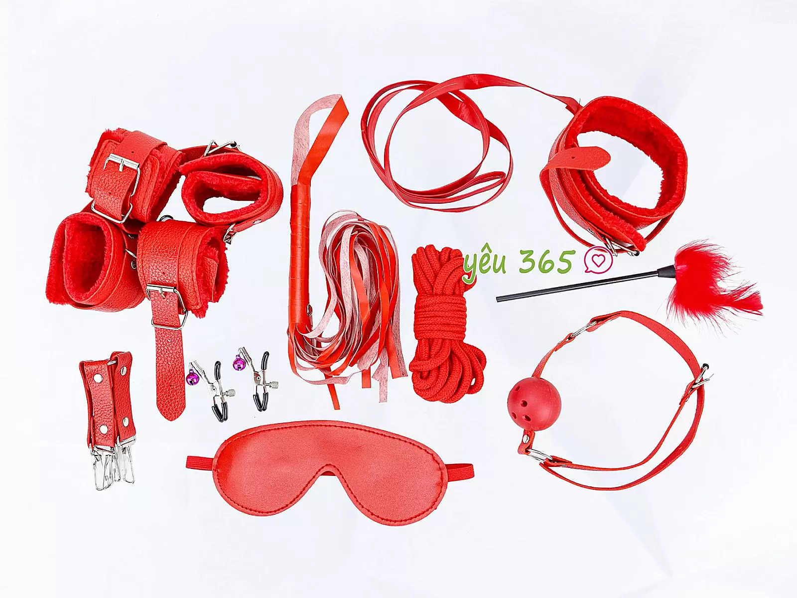 Bộ đồ chơi bạo dâm 10 món màu hồng - đen - đỏ gợi cảm
