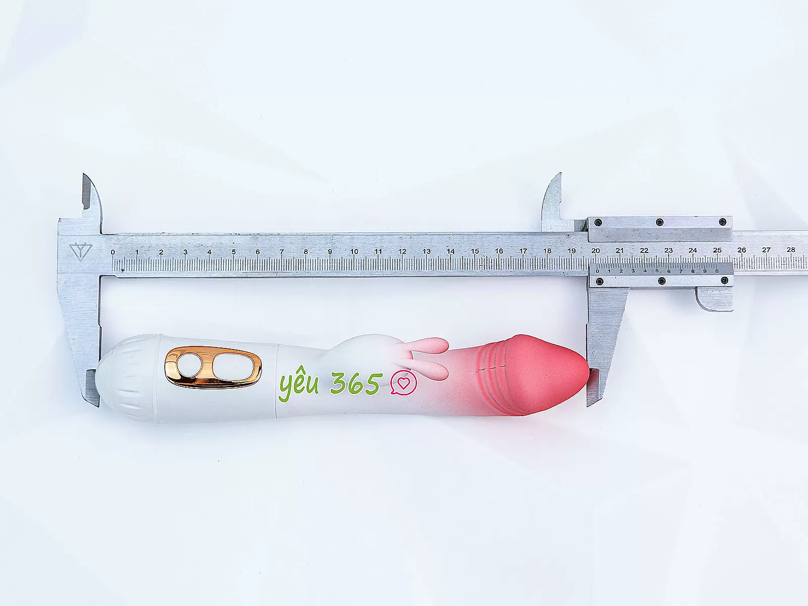 Dương vật giả đa năng có nhánh tai thỏ JIUAI trắng hồng pin sạc