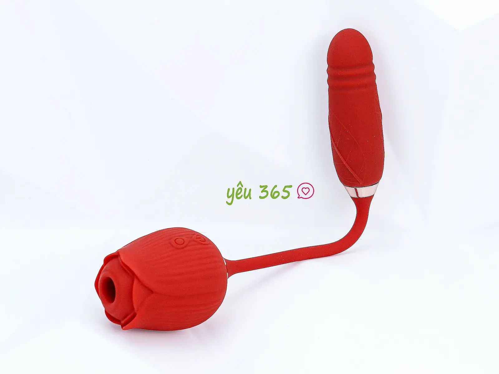 Trứng rung hoa hồng hai đầu lưỡi đánh và trứng rung thụt pin sạc