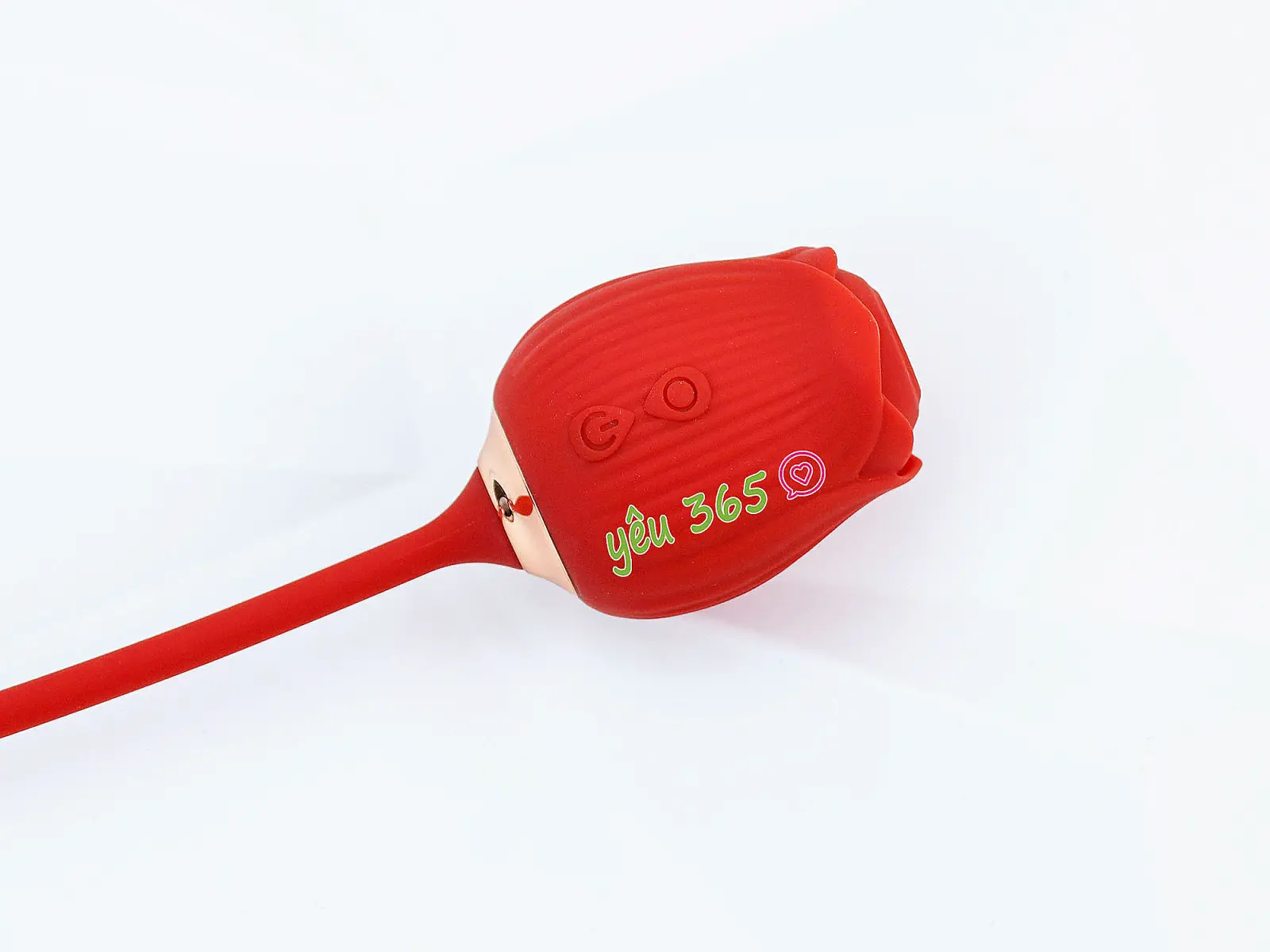 Trứng rung hoa hồng hai đầu lưỡi đánh và trứng rung thụt pin sạc