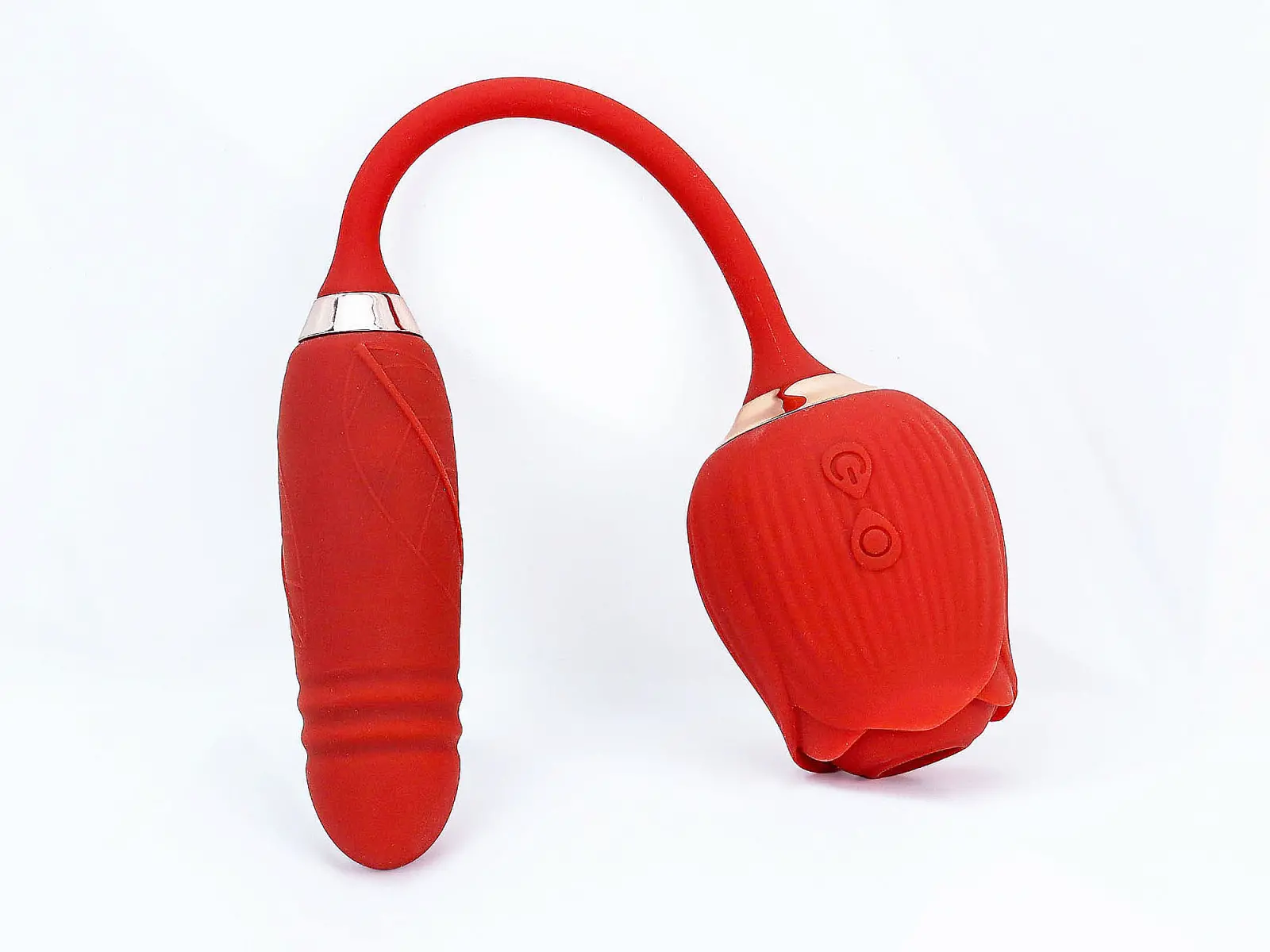 Trứng rung hoa hồng hai đầu lưỡi đánh và trứng rung thụt pin sạc