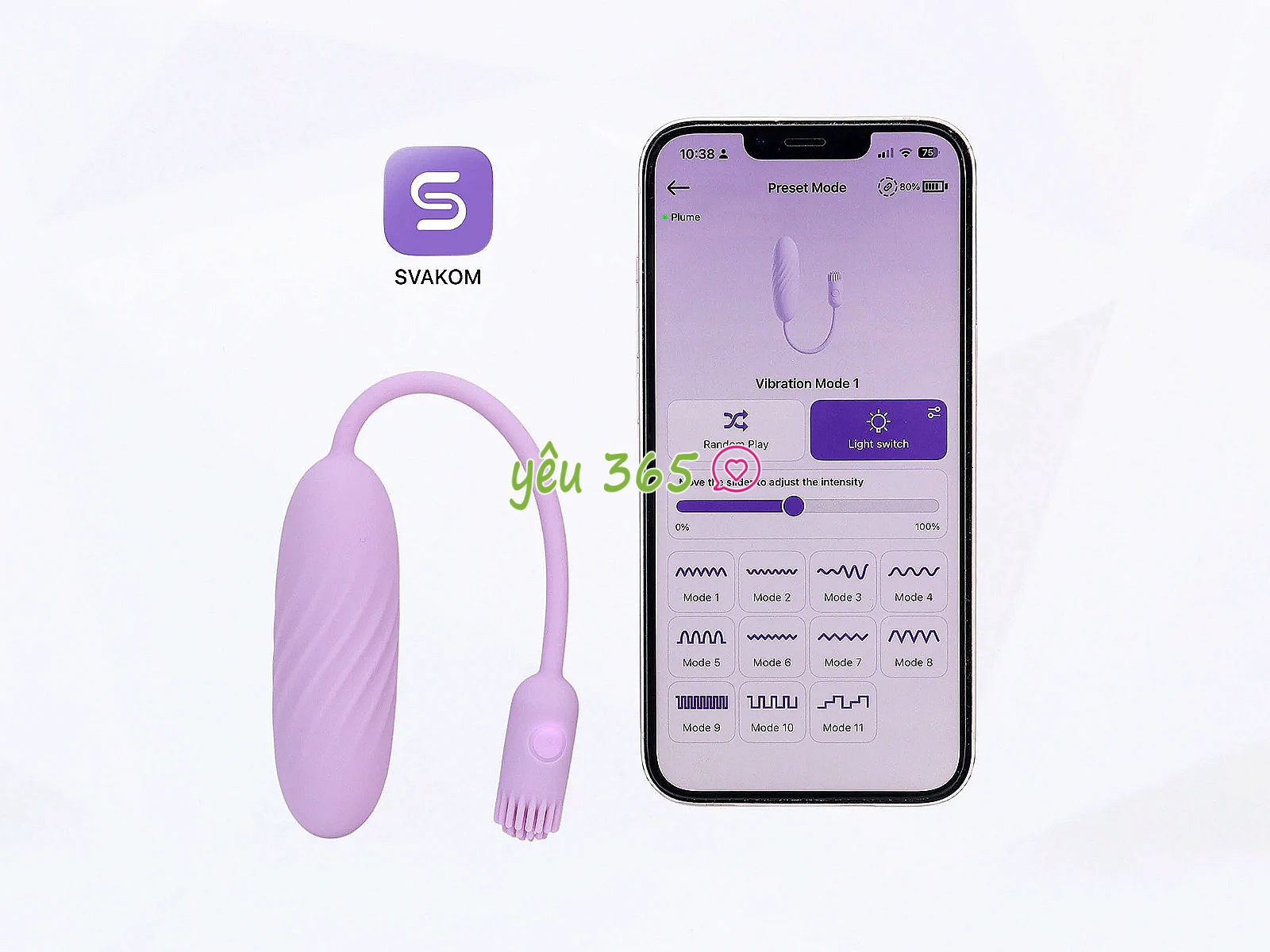 Trứng rung SVAKOM Plume đuôi cọ mềm điều khiển qua App