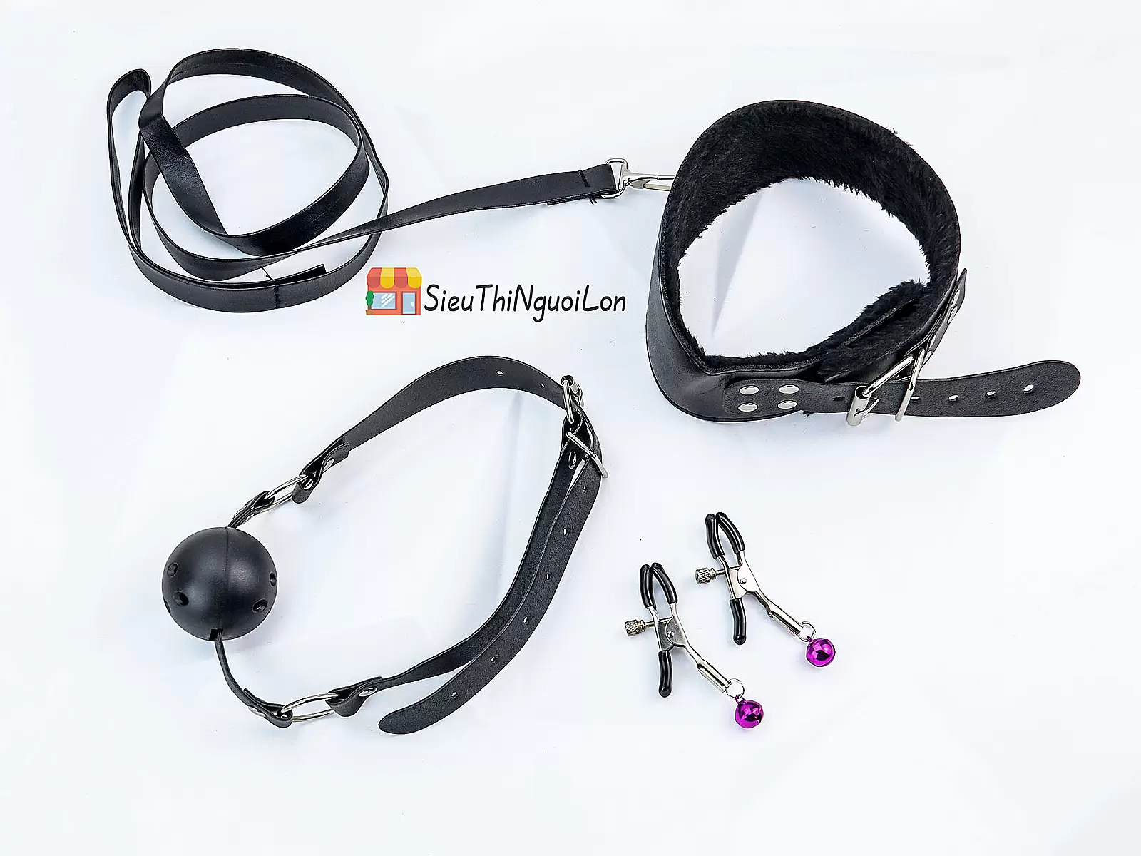 Đồ chơi bạo dâm da đen 7 món bộ phụ kiện quyến rũ cho cặp đôi thích cảm giác mạnh