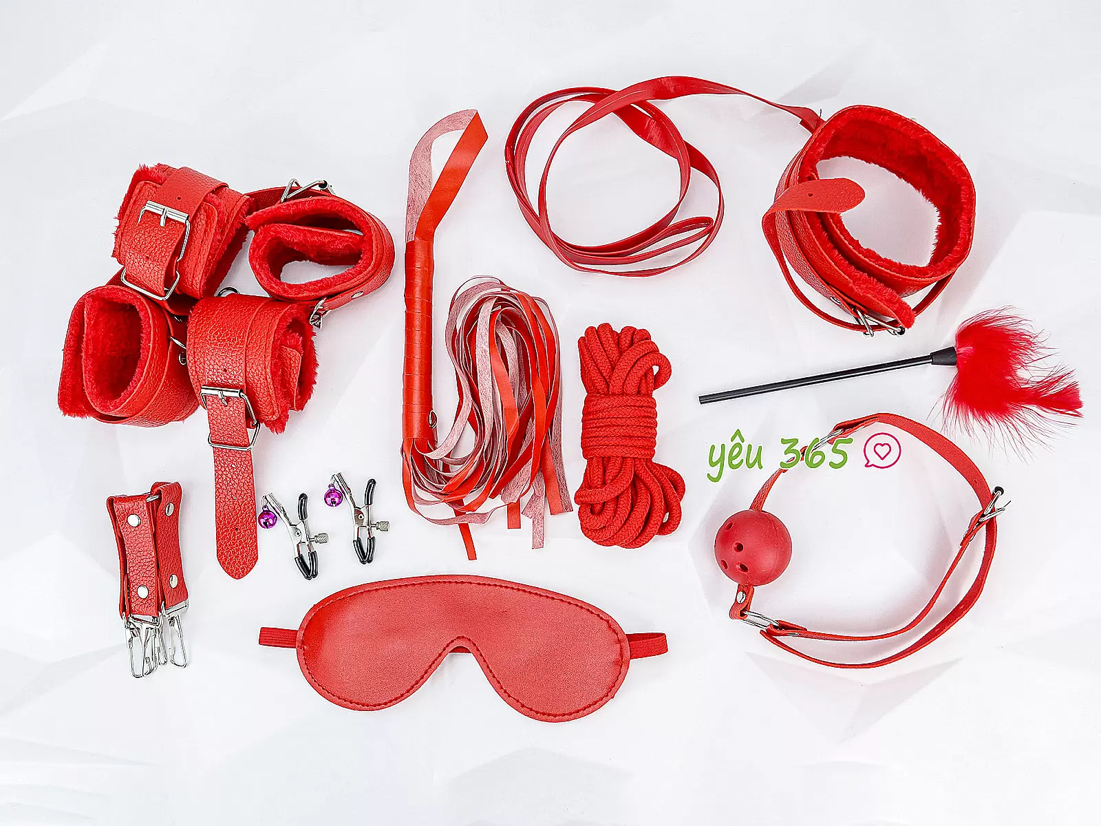 Bộ đồ chơi bạo dâm 10 món màu đỏ kích thích quyến rũ