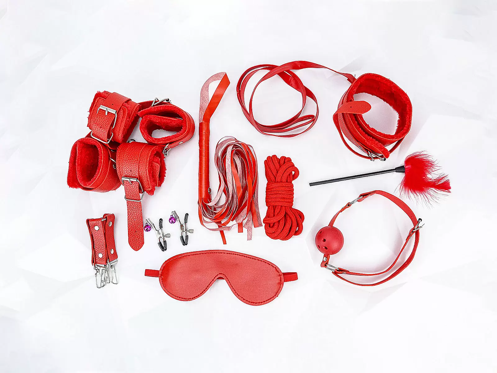 Bộ đồ chơi bạo dâm 10 món màu đỏ kích thích hổ trợ màn dạo đầu sảng khoái