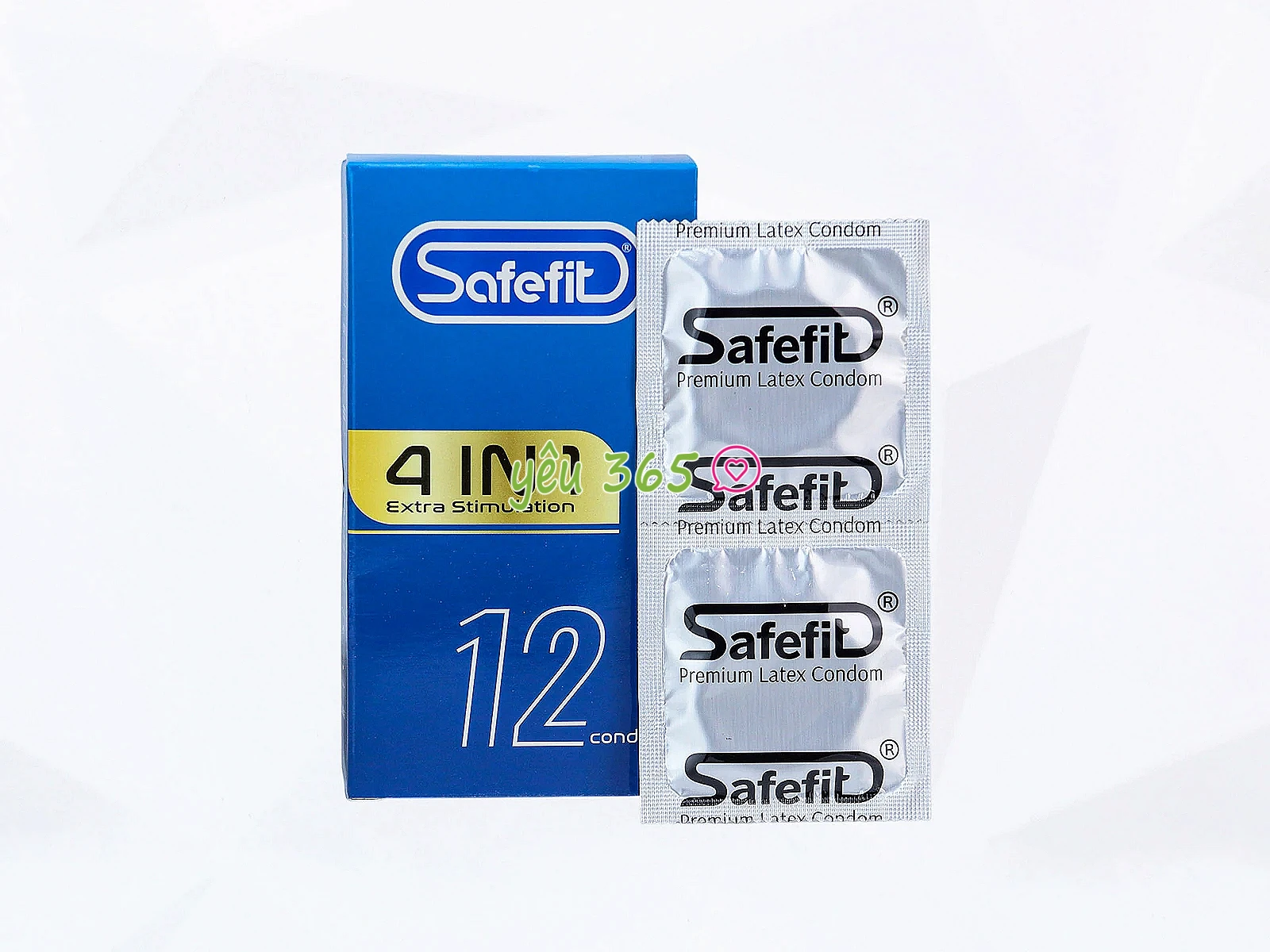Bao cao su Safefit 4IN1 Extra Stimulation gân, gai, thắt, ôm sát hỗ trợ kéo dài thời gian