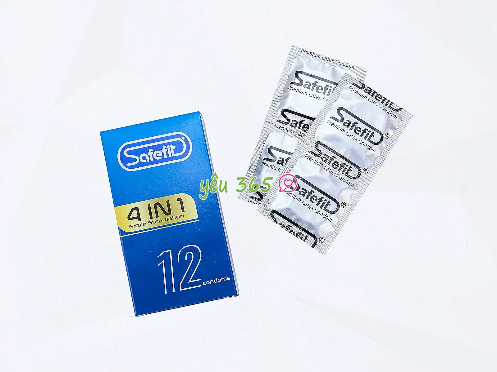 Bao cao su Safefit 4IN1 Extra Stimulation gân, gai, thắt, ôm sát hỗ trợ kéo dài thời gian