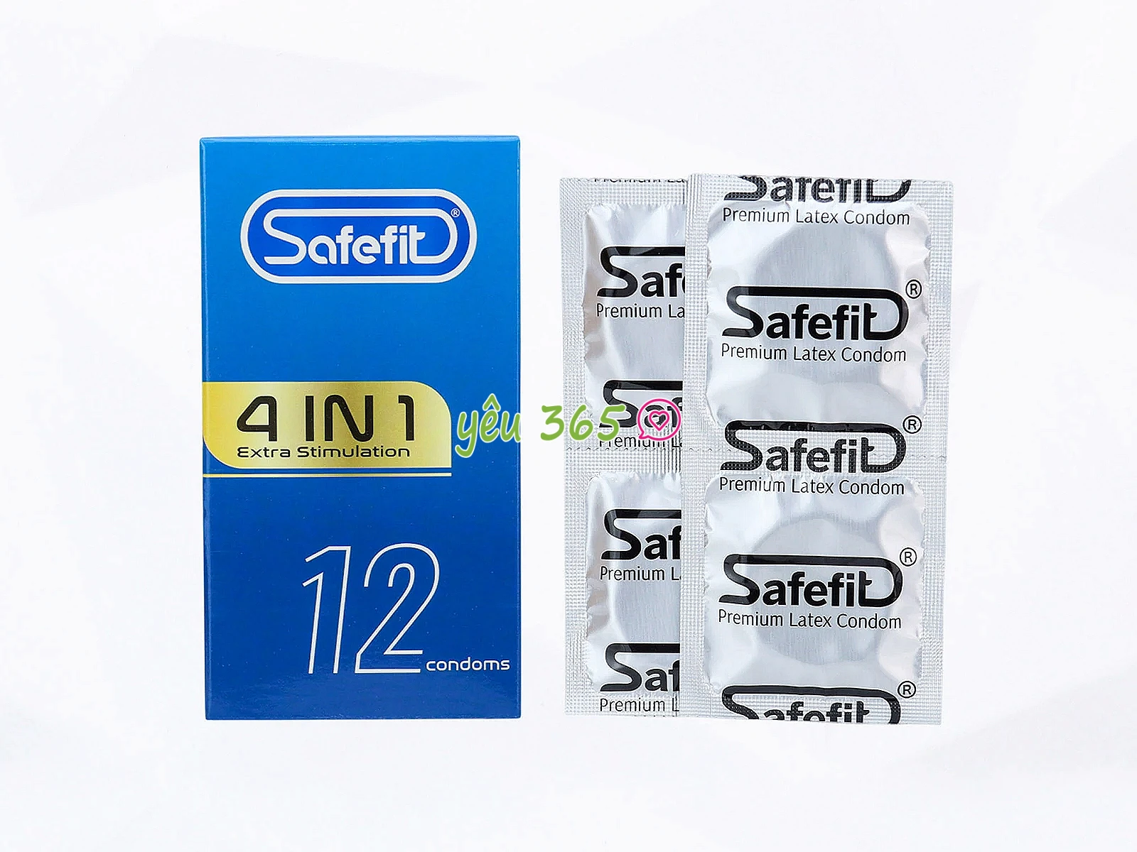 Bao cao su Safefit 4IN1 Extra Stimulation gân, gai, thắt, ôm sát hỗ trợ kéo dài thời gian