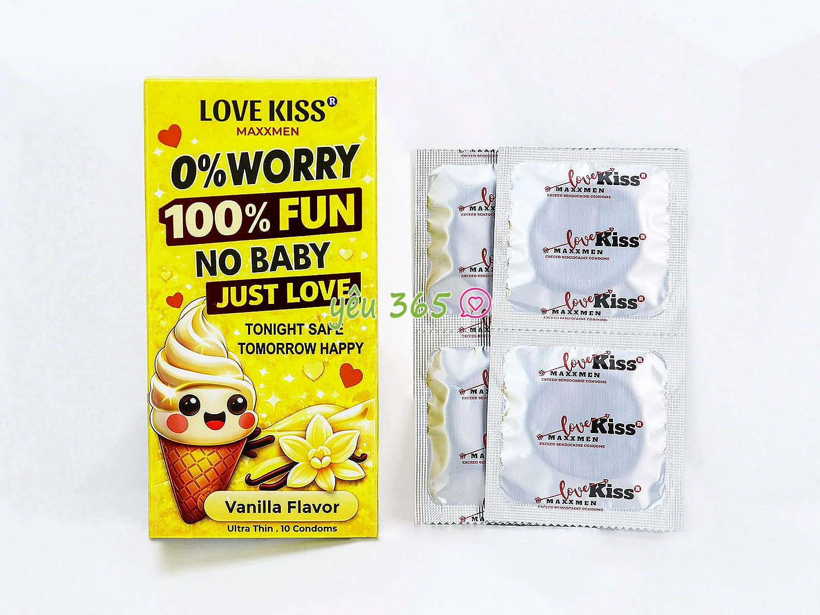 Bao cao su LOVE KISS Vanilla Flavor mang đến cảm giác mềm mại, ôm khít tự nhiên