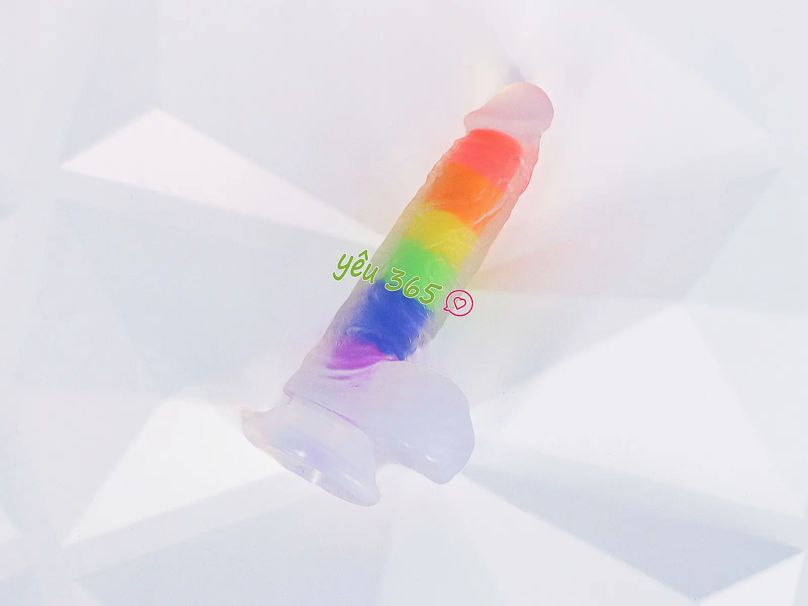 Dương vật giả có đế Jelly Dildo trong suốt 7 sắc màu cầu vồng