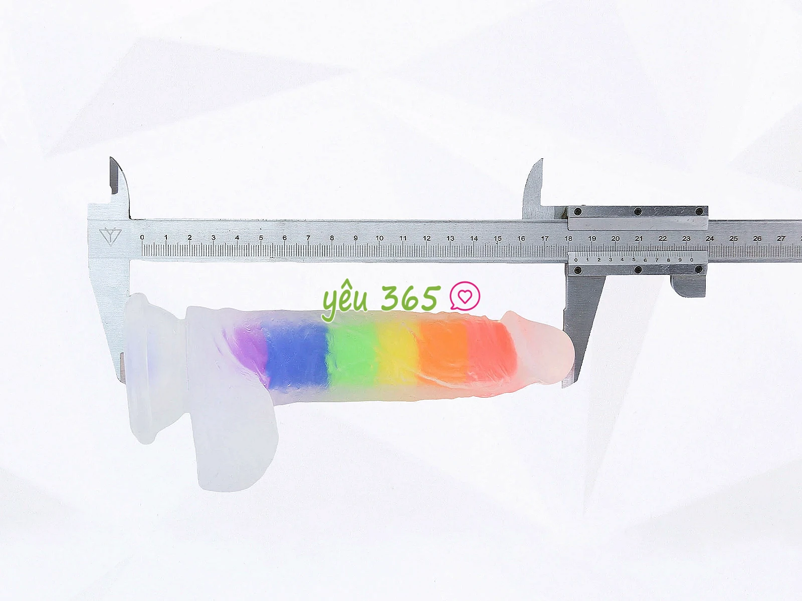 Dương vật giả có đế Jelly Dildo trong suốt 7 sắc màu cầu vồng