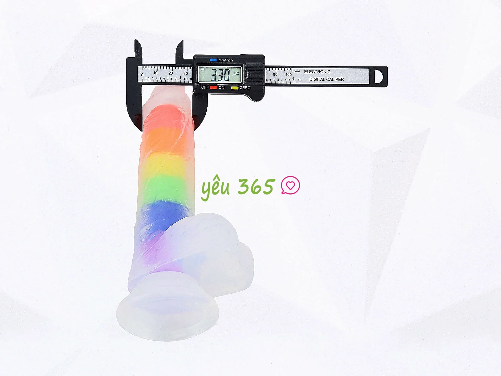 Dương vật giả có đế Jelly Dildo trong suốt 7 sắc màu cầu vồng